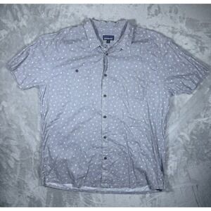 Patagonia Shirt Mens XXL Button Up Gray Short Sleeve Micro Print Casual Flowers